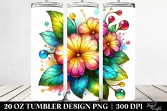20 Oz Tumbler Sublimation | Colorful Stained Primrose Product Image 2