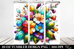 20 Oz Tumbler Sublimation | Colorful Stained Primrose Product Image 2