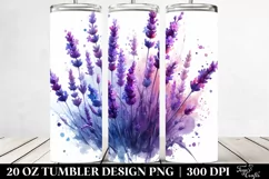 20 Oz Tumbler Sublimation | Shiny Lavender with Watercolor Product Image 2