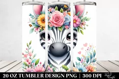Cartoon-Style Zebra with Flower Crown | 20 oz Tumbler Product Image 2