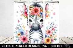 Cartoon-Style Zebra with Flower Crown | 20 oz Tumbler Product Image 2