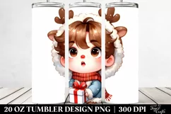 Expressive Baby Border Collie with Reindeer Horns, Product Image 2