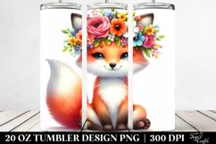 Vibrant Flower Crown Fox Drawing | 20 oz Tumbler Product Image 2