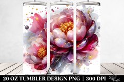 20 Oz Tumbler Sublimation | Glossy Peonies with Golden Product Image 2