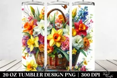 20 Oz Tumbler Sublimation | Vibrant Watercolor Basket with Product Image 2
