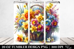 20 Oz Tumbler Sublimation | Vibrant Watercolor Basket with Product Image 2