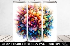 20 Oz Tumbler Sublimation | Colorful Stained Dahlia Product Image 2