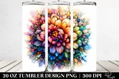 20 Oz Tumbler Sublimation | Colorful Stained Dahlia Product Image 2