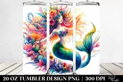 Vibrant Mermaid Dancing Floral Wreath | 20 oz Tumbler Product Image 2