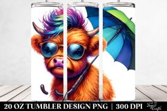 Cool Highlandcow with Umbrella | 20 oz Tumbler Product Image 2