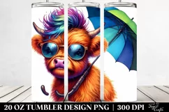 Cool Highlandcow with Umbrella | 20 oz Tumbler Product Image 2