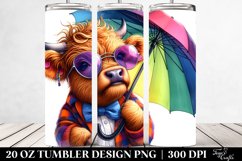 Cute Baby Highlandcow with Umbrella | 20 oz Tumbler Product Image 2