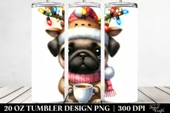 Enthusiastic Baby Pug with Reindeer Horns Product Image 2
