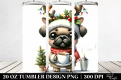 Enthusiastic Baby Pug with Reindeer Horns Product Image 2
