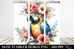 Cute Macaw with Flower Crown | 20 oz Tumbler Product Image 2