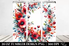 Abstract Vibrant Wreath, Small Red Flowers | 20 Oz Tumbler Product Image 2
