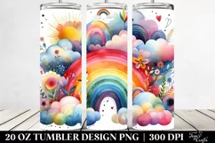 Colorful Vibrant Rainbow with Clouds | 20 oz Tumbler Product Image 2