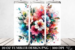 20 Oz Tumbler Sublimation | Colorful Stained Azalea Product Image 2