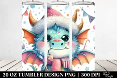 Cute Watercolor Dragon Winter Clipart Product Image 2