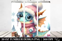 Cute Watercolor Dragon Winter 20 Oz Tumbler Product Image 2