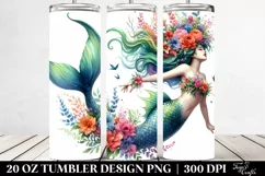 Vibrant Mermaid Jumping Floral Wreath | 20 oz Tumbler Product Image 2