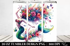Vibrant Mermaid Jumping Floral Wreath | 20 oz Tumbler Product Image 2