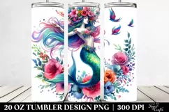Vibrant Mermaid Jumping Floral Wreath | 20 oz Tumbler Product Image 2