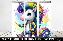 Funny Unicorn Playing Clipart, High-Res 20 Oz Tumbler Product Image 2