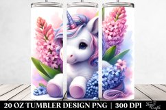 Cute Baby Unicorn with Hyacinth | 20 Oz Tumbler. Product Image 2
