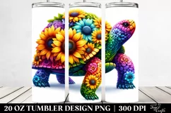 Vibrant Watercolor Turtle Sunflower Flowers | 20 oz Tumbler Product Image 2