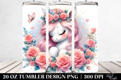 Cute Baby Unicorn with Rose Frame | 20 Oz Tumbler. Product Image 2