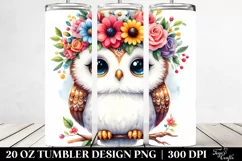 Adorable Owl with Flower Crown | 20 oz Tumbler Product Image 2