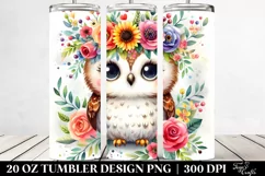 Colorful Owl with Flower Crown | 20 oz Tumbler Product Image 2