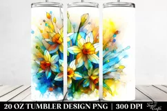 20 Oz Tumbler Sublimation | Daffodil Stained Art Product Image 2