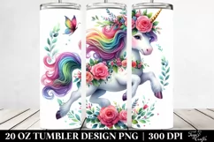 Vibrant Cute Unicorn Running Floral Wreath | 20 oz Tumbler Product Image 2