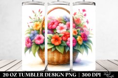 20 Oz Tumbler Sublimation | Colorful Watercolor Basket Product Image 2