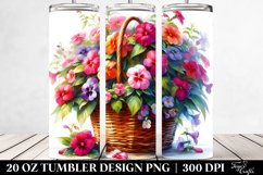 20 Oz Tumbler Sublimation | Impatiens Watercolor Basket Art Product Image 2