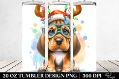 Colorful Bloodhound for Christmas, Transparent 20 Oz Tumbler Product Image 2