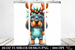 Colorful Bloodhound for Christmas, Transparent 20 Oz Tumbler Product Image 2