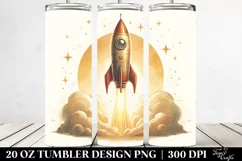 Washed Watercolor Vintage Rocket | 20 Oz Tumbler Product Image 2