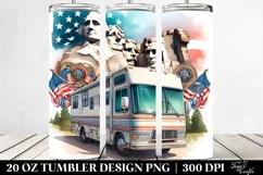 Watercolor Vintage RV with Medals, Mount Rushmore Outline | Product Image 2