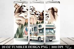 Watercolor Vintage RV with Medals, Mount Rushmore Outline | Product Image 2
