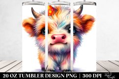 20 Oz Tumbler Sublimation | Cute Baby Highland Cow Art Product Image 2