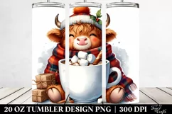 Cute Highland Cow with Hot Cocoa, Transparent 20 Oz Tumbler Product Image 2