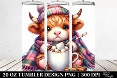 Cute Highland Cow with Hot Cocoa, Transparent 20 Oz Tumbler Product Image 2