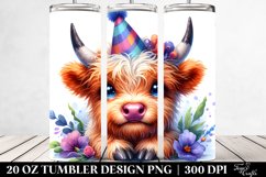 20 Oz Tumbler Sublimation | Smiling Highland Cow Art Product Image 2