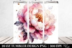 20 Oz Tumbler Sublimation | Glossy Peonies Splash Product Image 2