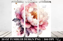 20 Oz Tumbler Sublimation | Glossy Peonies Splash Product Image 2
