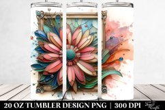 Wooden Gerbera Watercolor Clipart 20 Oz Tumbler Product Image 2