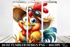 Funny Rooster with Sun Hat | 20 oz Tumbler Product Image 2